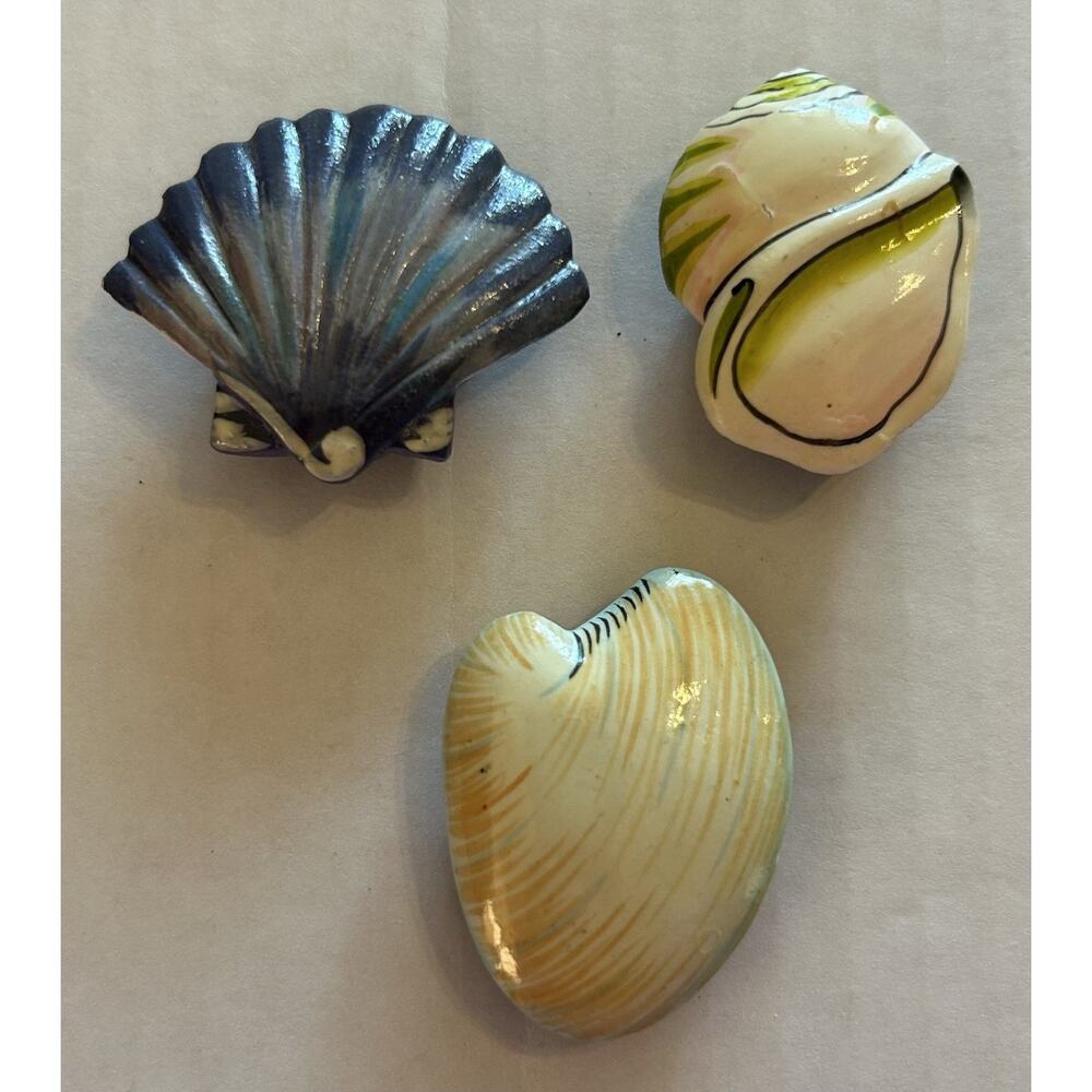 Vtg Lot of 3 NONY New York Scarf Clips Holder Various Shell Small Clip Retro MCM